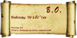 Baksay Oriána névjegykártya